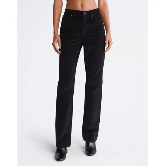 Calvin Klein Corduroy Jean Pants Womens Black Bootcut Size 6 - Picture 1 of 8